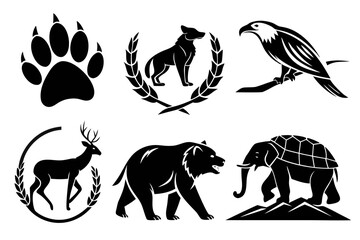 Collection of Stylized Animal Silhouettes and Icons.