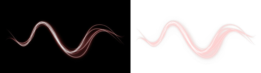 A vibrant red light swirl dances gracefully on a deep black background