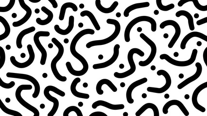 Abstract pattern of black curves and black circles.