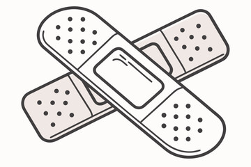 Two Crossed Bandages for First Aid.