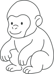 baby gorilla line art