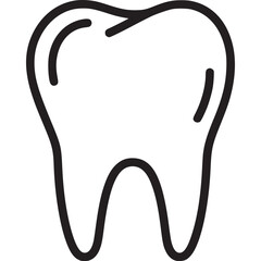 Tooth icon isolated on white background symbol of dental care, oral hygiene, and dentistry simple outline vector illustration for medical or healthcare design