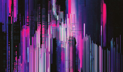 Fototapeta premium Abstract colorful glitch overlay with digital distortion noise
