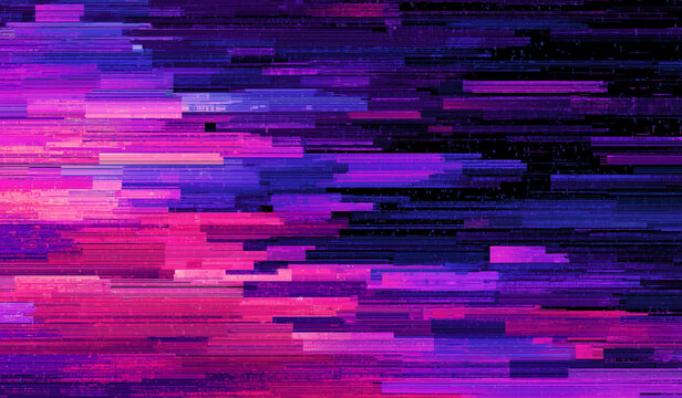 Abstract colorful glitch overlay with digital distortion noise
