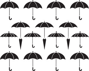 Obraz premium Umbrella Vector Set for Rain Protection, Weather Elements, and Graphic Resources