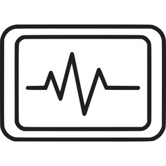 A minimalist line art illustration of a medical monitor displaying a heart rate, isolated on white background the monitor shows a rhythmic heartbeat pattern with a clear display