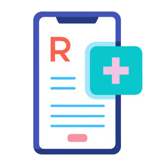Smartphone with medical prescription and plus icon