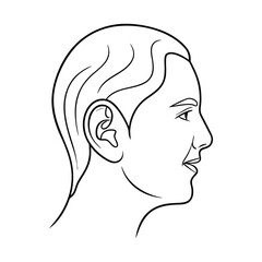 Minimal Line Art Illustration of a Human Ear, Simple Anatomy Vector, Modern Medical Graphic Design