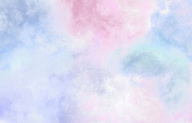 冬イメージ　淡いパステルカラーの幻想的な雲と星のグラデーション背景