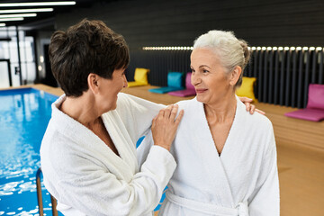 Obraz premium Wellness retreat for active seniors celebrating love at a serene spa