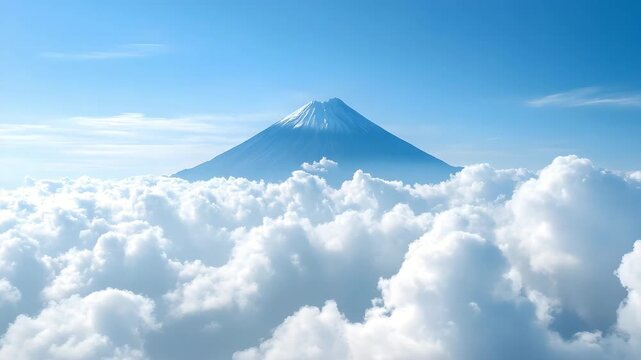 Panoramic shot of the Mount Semeru volcano with clouds drifting over the peak, East Java, Indonesia 