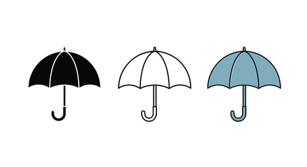 A set of three different umbrella styles, vector illustration icon