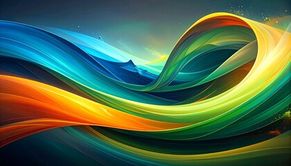 Abstract swirling ribbons of vibrant color