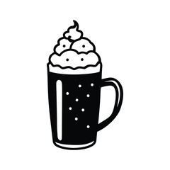 Festive Scene of Hot Chocolate Mugs, Cozy Winter Illustration, Holiday Beverage Graphic, Warm Seasonal Vector Art