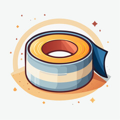 Blue and Gold Duct Tape Roll on Sandy Background