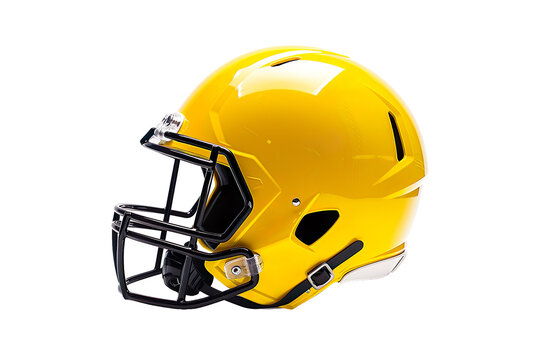 yellow American football helmet mock-up on a transparent background