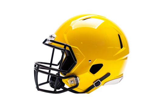 yellow American football helmet mock-up on a transparent background - Powered by Adobe