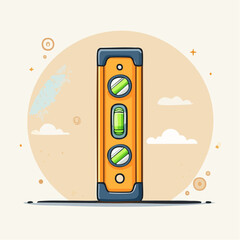 Orange Spirit Level Tool With Green Bubble Indicator On Tan Circular Backdrop