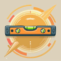 Orange Spirit Level Tool With Abstract Design