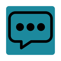 Simple teal speech bubble icon with ellipsis dots