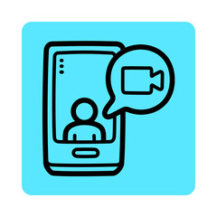 Smartphone video call icon with person and camera symbol