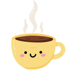 Kawaii cup of coffee hot chocolate illustration