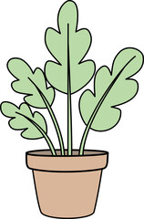Potted Plant with Green Leaves Illustration
