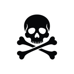 Classic black skull and crossbones symbol