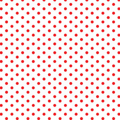 Seamless colorful polka dot vector pattern, playful retro fabric, packaging, and wallpaper background.