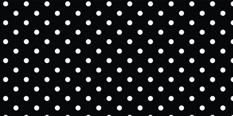 Seamless black and white polka dot vector pattern, retro fabric and wallpaper background.