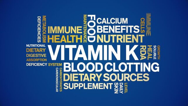 Vitamin K animated word cloud-text design animation tag kinetic typography seamless loop.