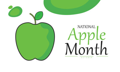 National Apple Month Poster Banner and Background Abstract Design Template with Fresh Apples Fruit Illustration for Healthy Eating Nutrition Awareness and Food Campaign

