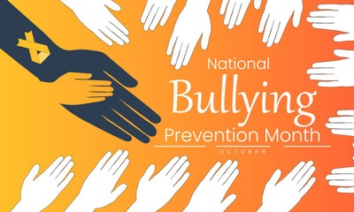 National Bullying Prevention Month Poster Banner and Background Abstract Design Template for Anti Bullying Awareness School Education Child Safety and Social Campaign for web.


