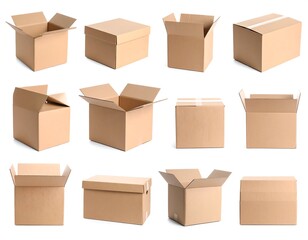 Fototapeta premium Cardboard boxes, various openings