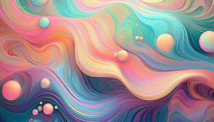 iridescent colorful abstract background with bubbles fluid texture pastel tones curvy wavy good vibes