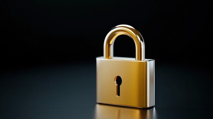 Fototapeta premium Golden padlock on black symbolizing financial stability and trust in a digital environment
