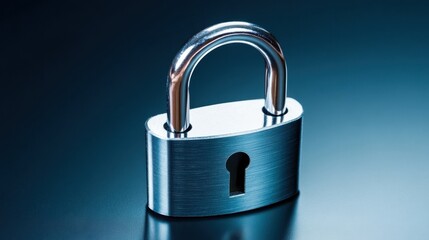 Fototapeta premium Securing safety locked padlock icon on metallic surface digital graphic modern environment abstract concept