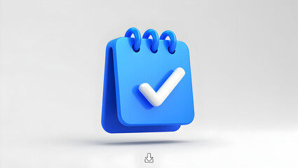 3d blue checklist icon with white check mark symbol for task completion and productivity