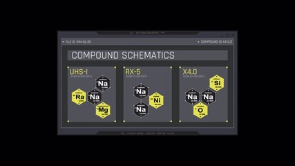 Futuristic Sci-Fi UI Displays Compound Schematics with Elements and Data - Powered by Adobe