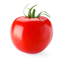 One ripe red tomato isolated on white