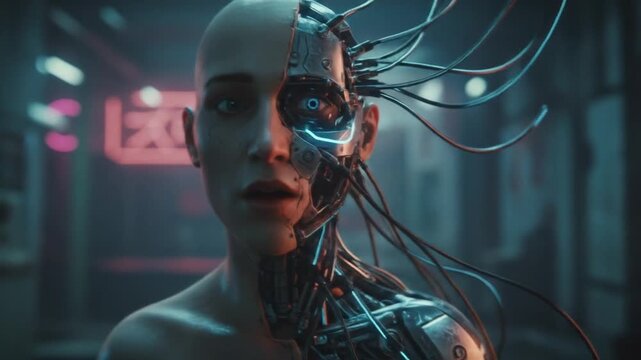 Cybernetic woman portrait