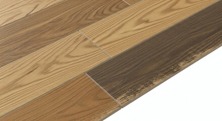 Closeup of a wooden floor with diagonal planks