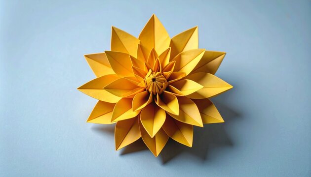 Yellow Origami Flower Paper Craft.
