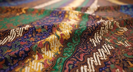 Intricate Patterns of Javanese Batik Fabric A Close-Up View