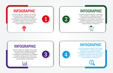 Business process visualization with timeline with diagram | 4 steps infographic modern corporate background for presentation, chart, data representation with icon