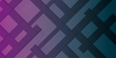 Abstract stripes thin line with geometric random size box | Modern teal, purple color angle gradient shape | Texture futuristic background design 