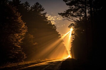sun rays through the trees