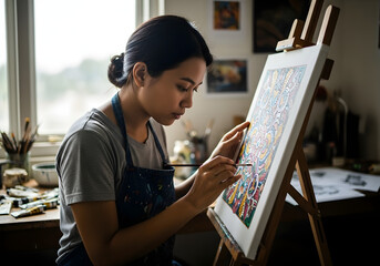 Confident businesswoman leading a strategic planning session with her team in a modern office setting
