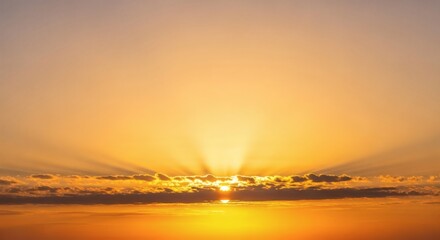 Sunset sky with crepuscular rays and clouds