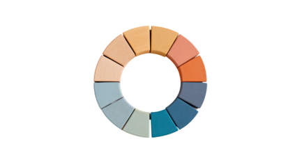 Circular color palette showing a range of warm and cool tones